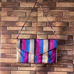 Vintage Nuline Multi Colored Striped Retro Shoulder Bag